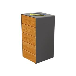 Papelera reciclaje acero y madera KUB.