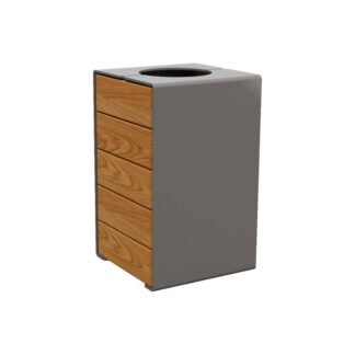 Papelera acero y madera KUB. 120 litros